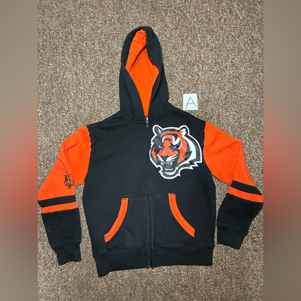CINCINNATI BENGALS YOUTH STADIUM LONG SLEEVE FULL ZIP SWEATSHIRT BLACK